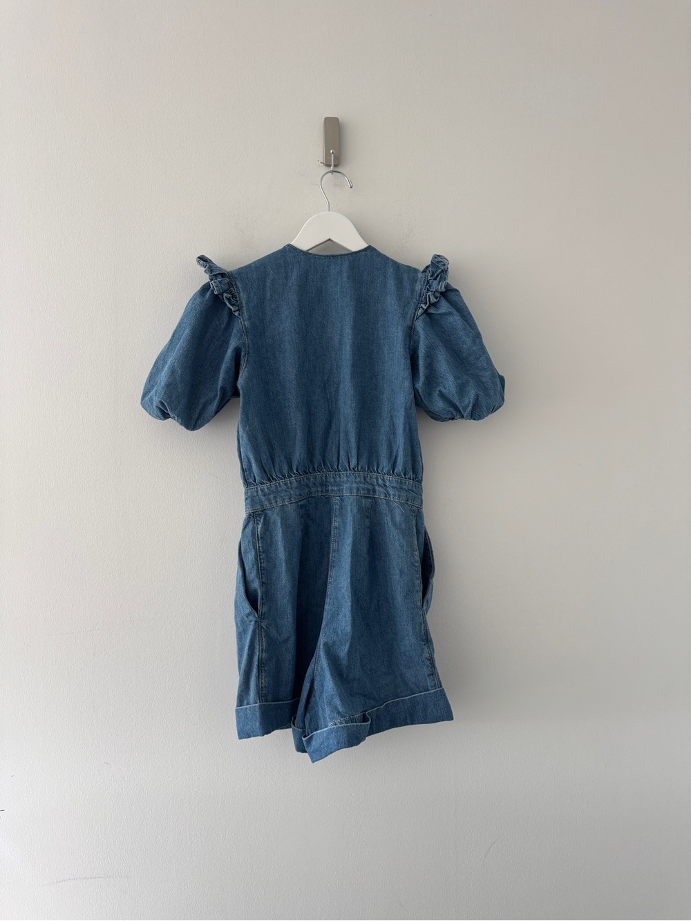 FARM RIO Ruffled Denim Romper XXS - Picture 4 of 7